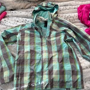 The North Face Kids Plaid Raincoat - Green and Brown